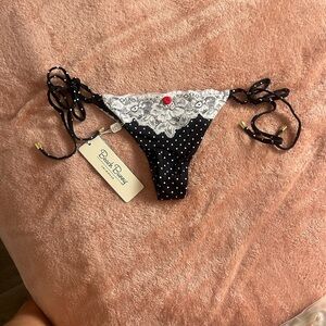 Beach Bunny Black and White Polka Dot Lace Panty